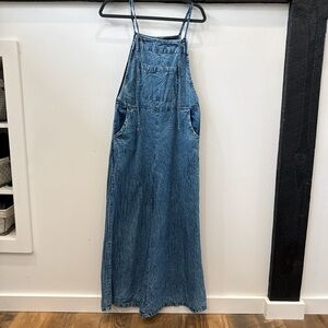 Blue Denim wide leg overalls
